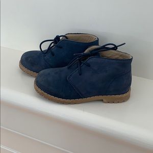 Navy blue nubuck leather boots.